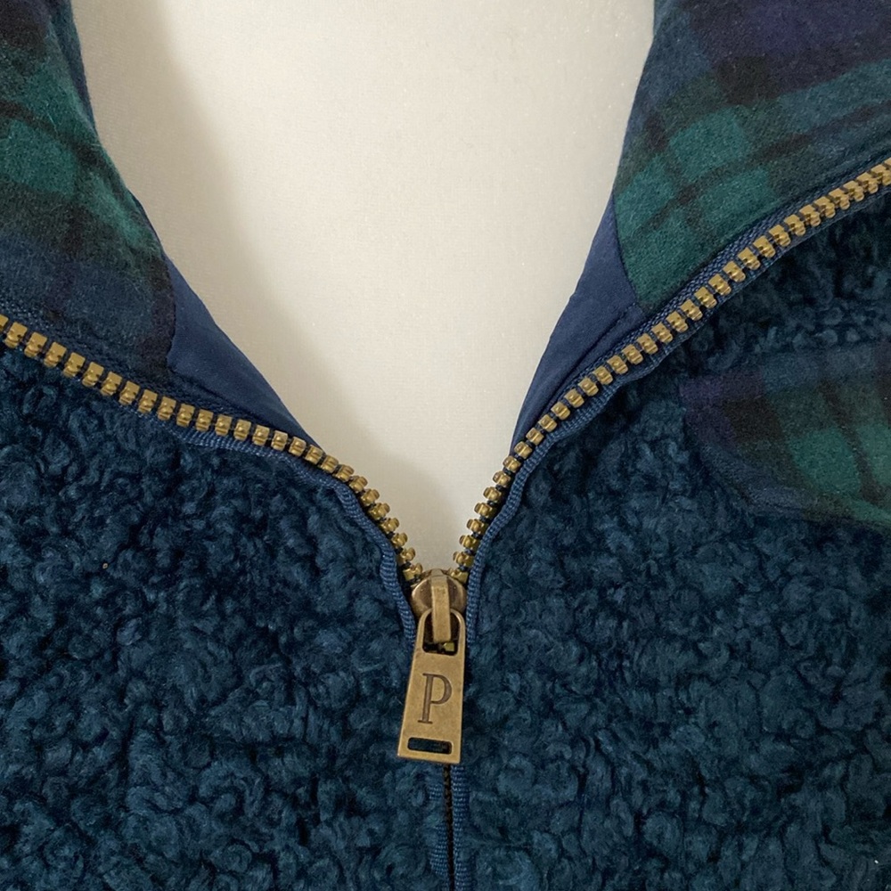 NWOT Pendleton Sherpa Fabric Jacket with Plaid Trim - Picture 4 of 11